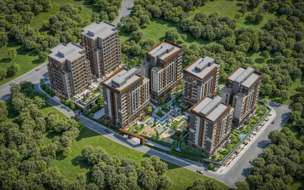 Bakırcı Zenit Topkapı – havadan proje genel gorunumu gorsellestirme